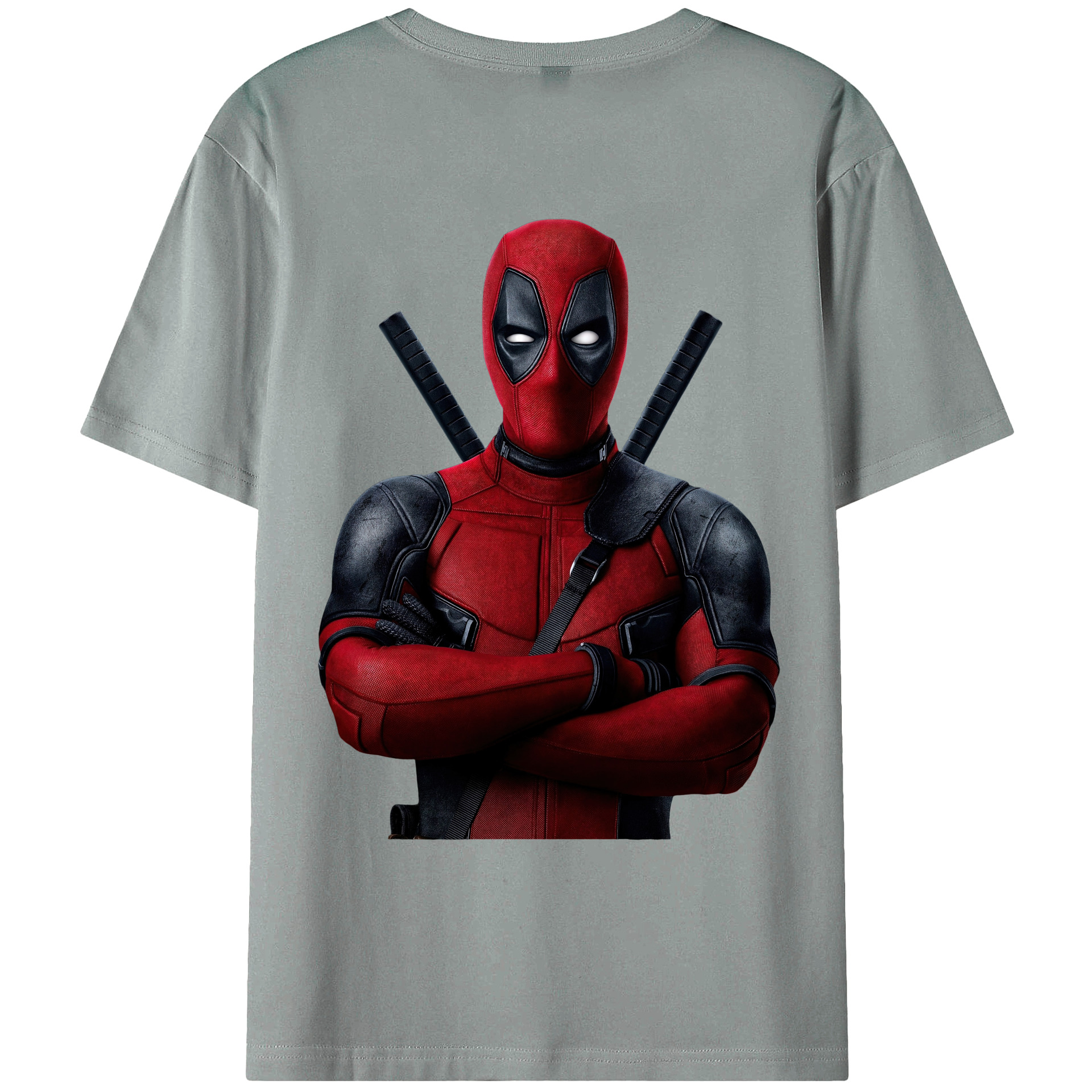 （画像用） Deadpool デッドプール 綿100％ メンズ半袖Tシャツ（バックプリント） 通気性